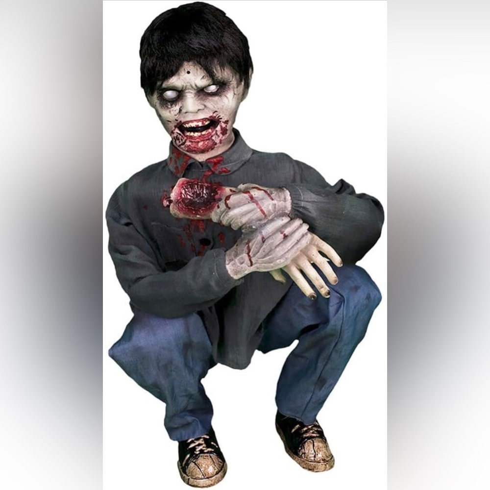 Tekky Crouching Limb Eater Zombie Boy Animatronic Halloween Prop